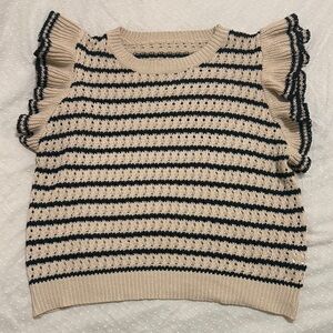 Striped Ruffle Sleeve Sweater